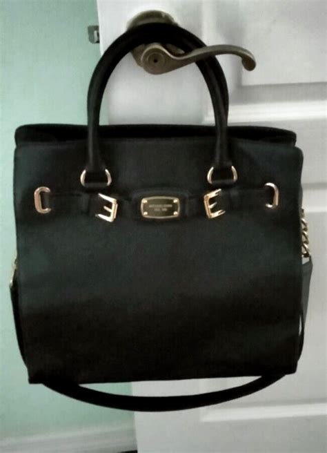 Michael Kors Hamilton Est. 1981 Black Leather Shoulder Satchel 